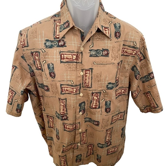 REYN SPOONER Golf Themed Aloha Hawaiian Shirt Men M Medium - Picture 1 of 6